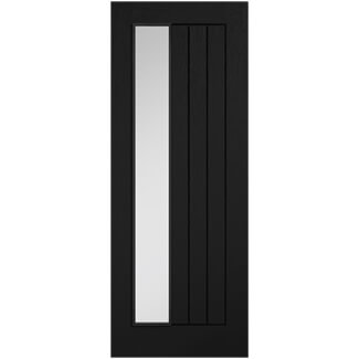 LPD Mexicano Pre-Finished Black 3-Panels 1-Lite Internal Glazed Door