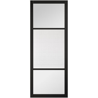 LPD Sutton Pre-Finished Black 3-Lites Internal Reeded Glazed Door