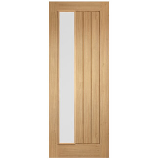 LPD Mexicano Pre-Finished Oak 3-Panels 1-Light Internal Offset Frosted Glazed Door