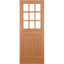 LPD Straight Top External Stable Door with 1 Panel and 9 Unglazed Light - Unfinished Hardwood
