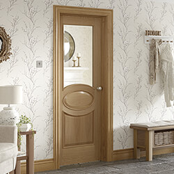 XL Joinery Calabria Internal Door with 2 Panel and 1 Clear Glazed Light - Unfinished Oak