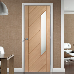 XL Joinery Monza Internal Door with 7 Panel and 1 Obscure Glazed Light - Unfinished Oak