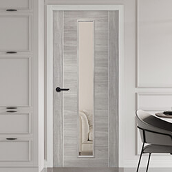 XL Joinery Forli Laminate Internal Door with 7 Panel and 1 Clear Glazed Light - White Grey
