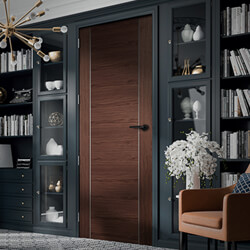 XL Joinery Forli Pre-Finished Walnut Internal Door With Aluminium Inlay