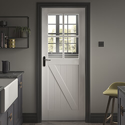 XL Joinery Cottage Internal Door with 1 Panel and 4 Clear Glazed Light - White Primed