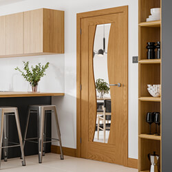 XL Joinery Florence Internal Door with 2 Panel and 1 Clear Glazed Light - Prefinished Oak