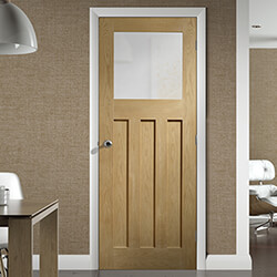 XL Joinery DX Internal Door with 3 Panel and 1 Obscure Glazed Light - Prefinished Oak