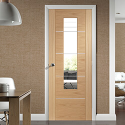 XL Joinery Portici Internal Door with 5 Panel and 1 Clear Glazed Light - Prefinished Oak