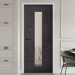 XL Joinery Palermo Laminate Internal Door with 7 Panel and 1 Clear Glazed Light - Umber Grey