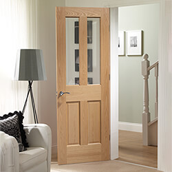 XL Joinery Malton Shaker Internal Door with 2 Panel and 2 Clear Glazed Light - Unfinished Oak