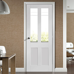 XL Joinery Malton Shaker Internal Door with 2 Panel and 2 Clear Glazed Light - White Primed