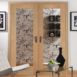 XL Joinery Pattern 10 Internal Door Pair with 2 Clear Glazed Light - Unfinished Oak