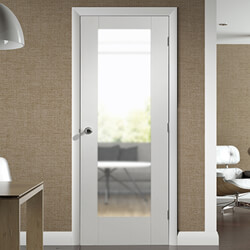 XL Joinery Pattern 10 Internal Door with 1 Obscure Glazed Light - White Primed