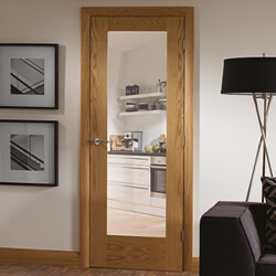 XL Joinery Pattern 10 Internal Door with 1 Clear Glazed Light - Unfinished Oak
