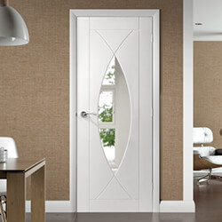 XL Joinery Pesaro Internal Door with 4 Panel and 1 Clear Glazed Light - White Primed