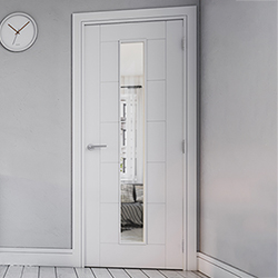 Deanta Seville Internal Door with 7 Panel and 1 Clear Glazed Light - White Primed