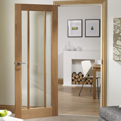 XL Joinery Worcester Internal Fire Door with 3 Clear Glazed Light - Unfinished Oak