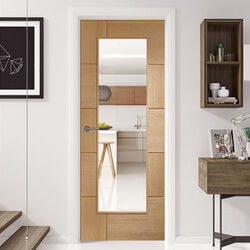 XL Joinery Ravenna Internal Door with 10 Panel and 1 Clear Glazed Light - Unfinished Oak