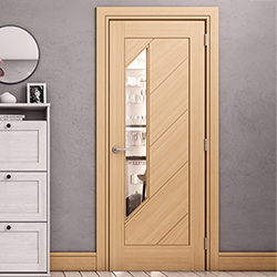 Deanta Torino Internal Fire Door with 6 Panel and 1 Clear Glazed Light - Prefinished Oak