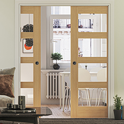 Deanta Coventry Internal Fire Door with 4 Clear Glazed Light - Unfinished Oak