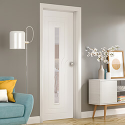 XL Joinery Potenza Internal Door with 5 Panel and 1 Clear Glazed Light - Prefinished White