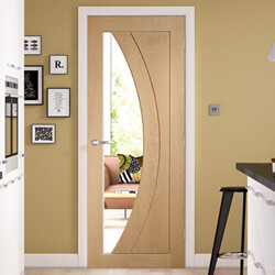 XL Joinery Salerno Internal Door with 2 Panel and 1 Clear Glazed Light - Prefinished Oak