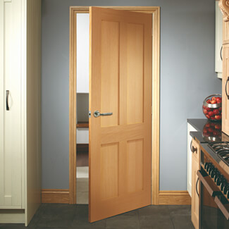 XL Joinery Victorian Shaker Un-Finished Oak 4-Panels Internal Fire Door