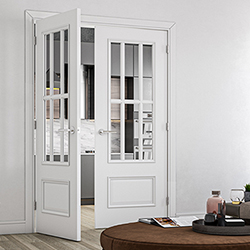 Deanta Canterbury Internal Door with 1 Panel and 6 Clear Bevelled Glazed Light - White Primed