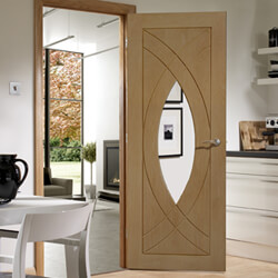XL Joinery Treviso Internal Door with 1 Panel and 1 Clear Glazed Light - Unfinished Oak