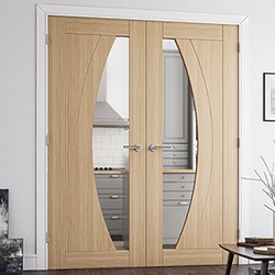 Deanta Ravello Internal Door with 2 Panel and 1 Clear Glazed Light - Prefinished Oak