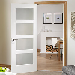 XL Joinery Severo Internal Door with 4 Clear Glazed Light - Prefinished White