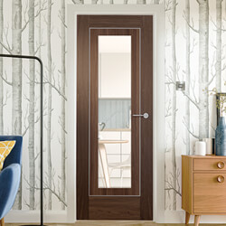 XL Joinery Varese Internal Door with 1 Panel and 1 Clear Glazed Light - Prefinished Walnut