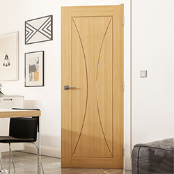 Deanta Sorrento Internal Door with 3 Panel - Prefinished Oak