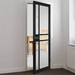 JB Kind City Internal Door with 5 Clear Glazed Light - Fully Finished Black