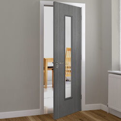 JB Kind Pintado Internal Door with 1 Clear Glazed Light - Grey Painted Grained Textured