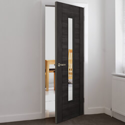 JB Kind Alabama Cinza Laminate Internal Door - 1 Panel 1 Clear Glazed Light - Fully Finish Dark Grey