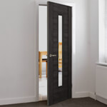 JB Kind Alabama Cinza Fully Finished Dark Grey 1-Panel 1-Lite Laminated Internal Glazed Door