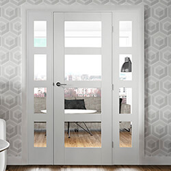 XL Joinery Shaker Internal Door with 4 Clear Glazed Light - White Primed