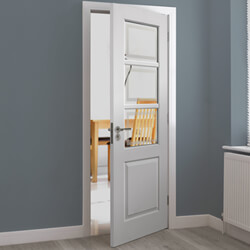 JB Kind Andorra Internal Door with 1 Panel and 3 Clear Glazed Light - White Primed