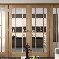 XL Joinery Worcester Internal Door Pair with 6 Clear Glazed Light - Unfinished Oak