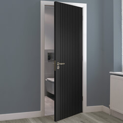 JB Kind Aria Flutted Internal Door - Black Laminate