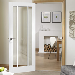 XL Joinery Worcester Internal Door with 3 Clear Glazed Light - White Primed