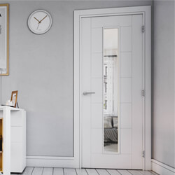 Deanta Seville Internal Fire Door with 7 Panel and 1 Clear Glazed Light - White Primed