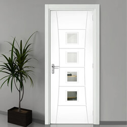 Deanta Pamplona Internal Fire Door with 6 Panel and 4 Clear Glazed Light - White Primed