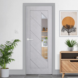 Deanta Torino Internal Fire Door - 6 Panel 1 Clear Glazed Light Prefinished Light Grey Ash