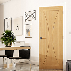 Deanta Sorrento Internal Fire Door with 3 Panel - Prefinished Oak