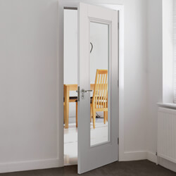 JB Kind Belton Internal Door with 1 Clear Glazed Light - White Primed