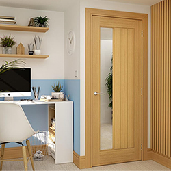 Deanta Ely Internal Fire Door with 1 Clear Sidelight Glazed Light - Prefinished Oak