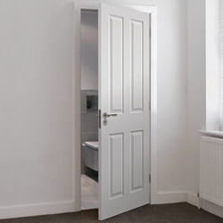 JB Kind Canterbury Internal Fire Door with 4 Panel - White Primed Grained Texture