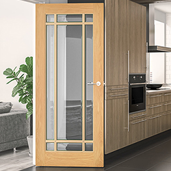 Deanta Kerry Internal Door with 9 Clear Bevelled Glazed Light - Unfinished Oak